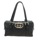 GUCCI Hand Bag Leather Black Gold 170009 Auth 190912SAV-13