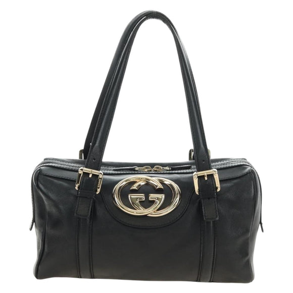GUCCI Hand Bag Leather Black Gold 170009 Auth 190912SAV