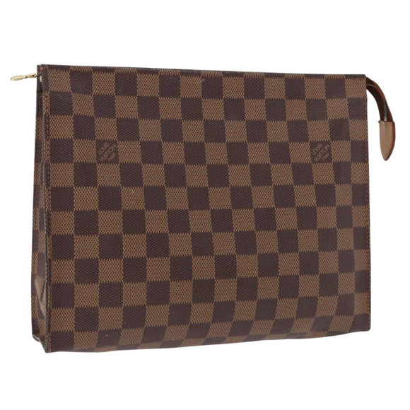 LOUIS VUITTON Damier Ebene Poche Toilette 26 Pouch N47543 LV Auth 190914