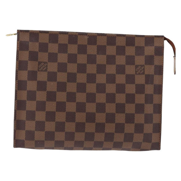 LOUIS VUITTON Damier Ebene Poche Toilette 26 Pouch N47543 LV Auth 190914