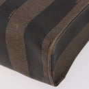 FENDI Pecan Canvas Hand Bag PVC Brown Black Auth 190920-14