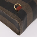 FENDI Pecan Canvas Hand Bag PVC Brown Black Auth 190920-15