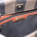 FENDI Pecan Canvas Hand Bag PVC Brown Black Auth 190920-10