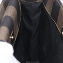 FENDI Pecan Canvas Hand Bag PVC Brown Black Auth 190920-17