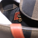 FENDI Pecan Canvas Hand Bag PVC Brown Black Auth 190920-19