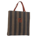 FENDI Pecan Canvas Hand Bag PVC Brown Black Auth 190920-1