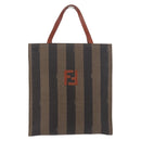 FENDI Pecan Canvas Hand Bag PVC Brown Black Auth 190920-13