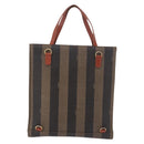 FENDI Pecan Canvas Hand Bag PVC Brown Black Auth 190920-2