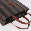 FENDI Pecan Canvas Hand Bag PVC Brown Black Auth 190920-6