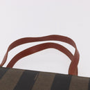 FENDI Pecan Canvas Hand Bag PVC Brown Black Auth 190920-8