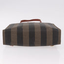 FENDI Pecan Canvas Hand Bag PVC Brown Black Auth 190920-5