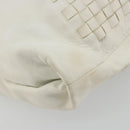 BOTTEGA VENETA INTRECCIATO Shoulder Bag Leather White Gold Auth 190921-8