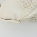 BOTTEGA VENETA INTRECCIATO Shoulder Bag Leather White Gold Auth 190921-17