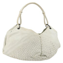 BOTTEGA VENETA INTRECCIATO Shoulder Bag Leather White Gold Auth 190921-1