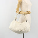 BOTTEGA VENETA INTRECCIATO Shoulder Bag Leather White Gold Auth 190921-22