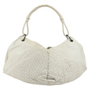 BOTTEGA VENETA INTRECCIATO Shoulder Bag Leather White Gold Auth 190921-13
