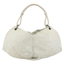 BOTTEGA VENETA INTRECCIATO Shoulder Bag Leather White Gold Auth 190921-2