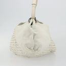 BOTTEGA VENETA INTRECCIATO Shoulder Bag Leather White Gold Auth 190921-3