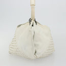 BOTTEGA VENETA INTRECCIATO Shoulder Bag Leather White Gold Auth 190921-4
