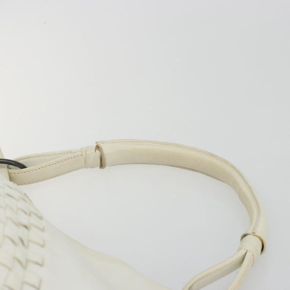 BOTTEGA VENETA INTRECCIATO Shoulder Bag Leather White Gold Auth 190921
