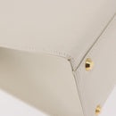 SAINT LAURENT Hand Bag Leather White Gold Auth 190922-15