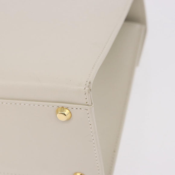 SAINT LAURENT Hand Bag Leather White Gold Auth 190922