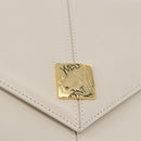 SAINT LAURENT Hand Bag Leather White Gold Auth 190922-17