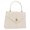 SAINT LAURENT Hand Bag Leather White Gold Auth 190922-1