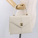 SAINT LAURENT Hand Bag Leather White Gold Auth 190922-23