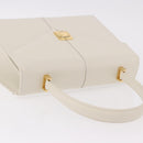 SAINT LAURENT Hand Bag Leather White Gold Auth 190922-6