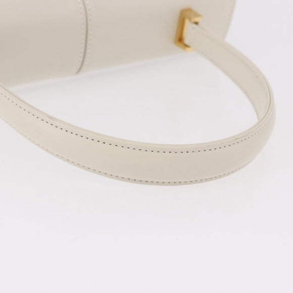 SAINT LAURENT Hand Bag Leather White Gold Auth 190922