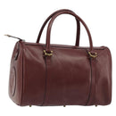 CARTIER Must Line Boston Bag Leather Bordeaux Gold Auth 190924-1