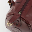 CARTIER Must Line Boston Bag Leather Bordeaux Gold Auth 190924-10