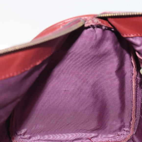 CARTIER Must Line Boston Bag Leather Bordeaux Gold Auth 190924