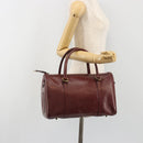 CARTIER Must Line Boston Bag Leather Bordeaux Gold Auth 190924-21