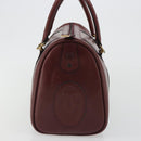 CARTIER Must Line Boston Bag Leather Bordeaux Gold Auth 190924-4