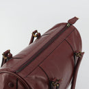CARTIER Must Line Boston Bag Leather Bordeaux Gold Auth 190924-6