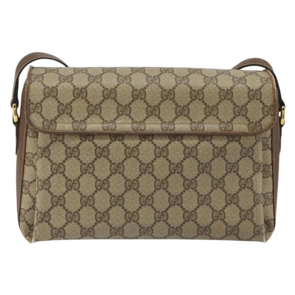 GUCCI GG Supreme Web Sherry Line Bag PVC Beige Gold 904 02 084 Auth 190926