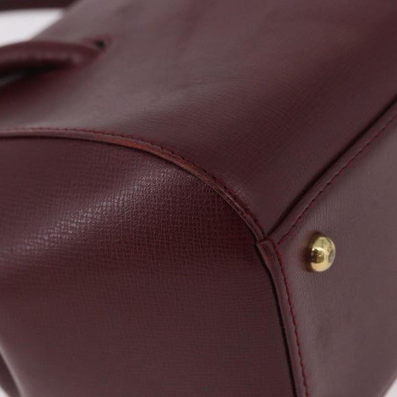 CARTIER Must Line Hand Bag Leather Bordeaux Gold Auth 190929