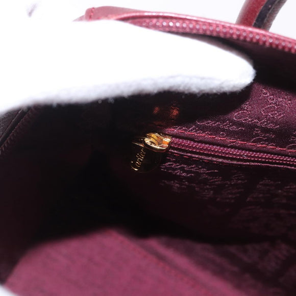 CARTIER Must Line Hand Bag Leather Bordeaux Gold Auth 190929