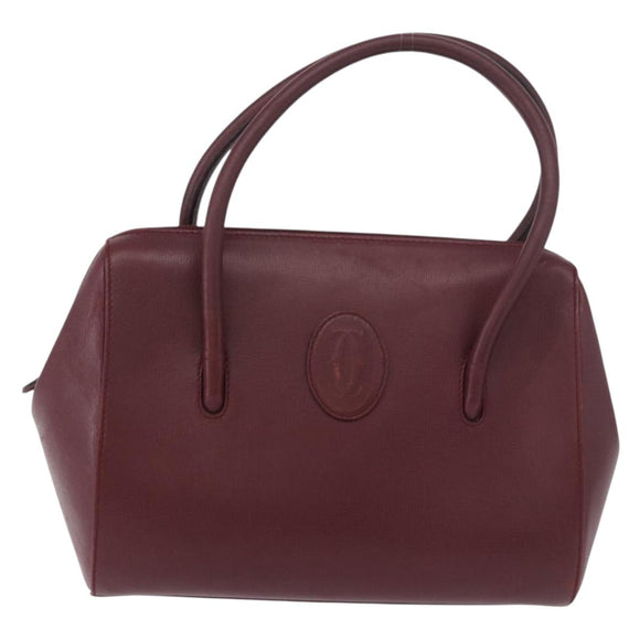 CARTIER Must Line Hand Bag Leather Bordeaux Gold Auth 190929