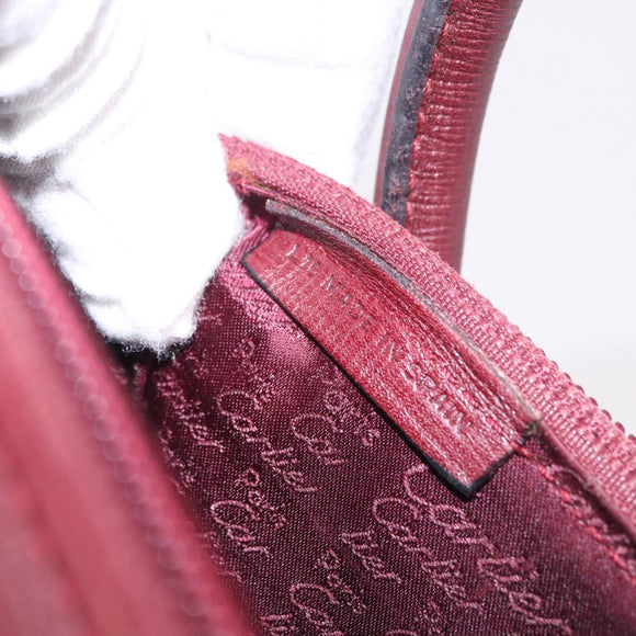 CARTIER Must Line Hand Bag Leather Bordeaux Gold Auth 190929
