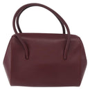 CARTIER Must Line Hand Bag Leather Bordeaux Gold Auth 190929-2