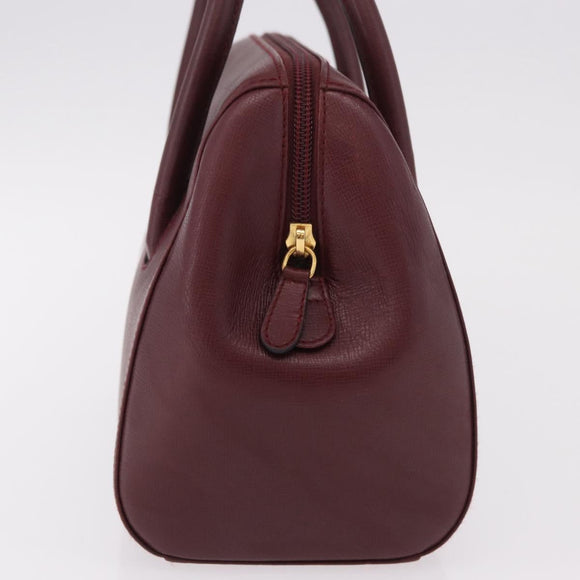 CARTIER Must Line Hand Bag Leather Bordeaux Gold Auth 190929