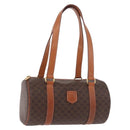 CELINE Macadam Canvas Hand Bag PVC Leather Brown Gold Auth 190930A-1