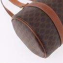 CELINE Macadam Canvas Hand Bag PVC Leather Brown Gold Auth 190930A-16