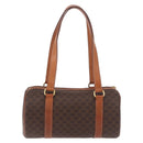 CELINE Macadam Canvas Hand Bag PVC Leather Brown Gold Auth 190930A-2
