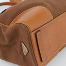 PRADA Boston Bag Canvas Brown Silver Auth 190935A-11