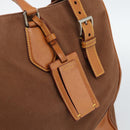 PRADA Boston Bag Canvas Brown Silver Auth 190935A-15