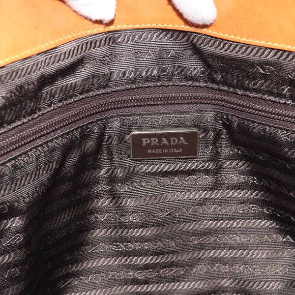 PRADA Boston Bag Canvas Brown Silver Auth 190935A